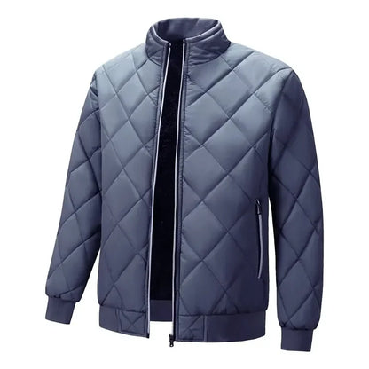 Winter Jacket Men Baseball Collar Parkas Plus Velvet Thicken Warm Rhombus Lattice Casual Parka Bomber Jacket Male Padded Coat