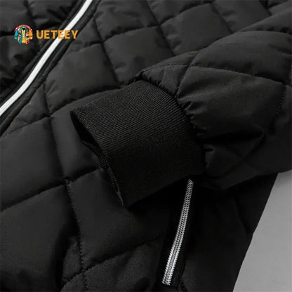 Winter Jacket Men Baseball Collar Parkas Plus Velvet Thicken Warm Rhombus Lattice Casual Parka Bomber Jacket Male Padded Coat